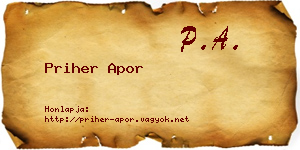 Priher Apor névjegykártya